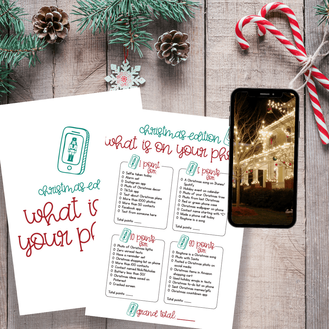 what's on your phone christmas game: free printable - the benson